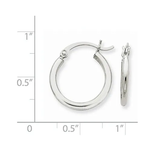 14 Karat White Gold 2mm 3/4 inch Hoop Earring,