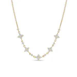 14k 5 Diamond Quad & Linked Prong Diamond Segment Necklace