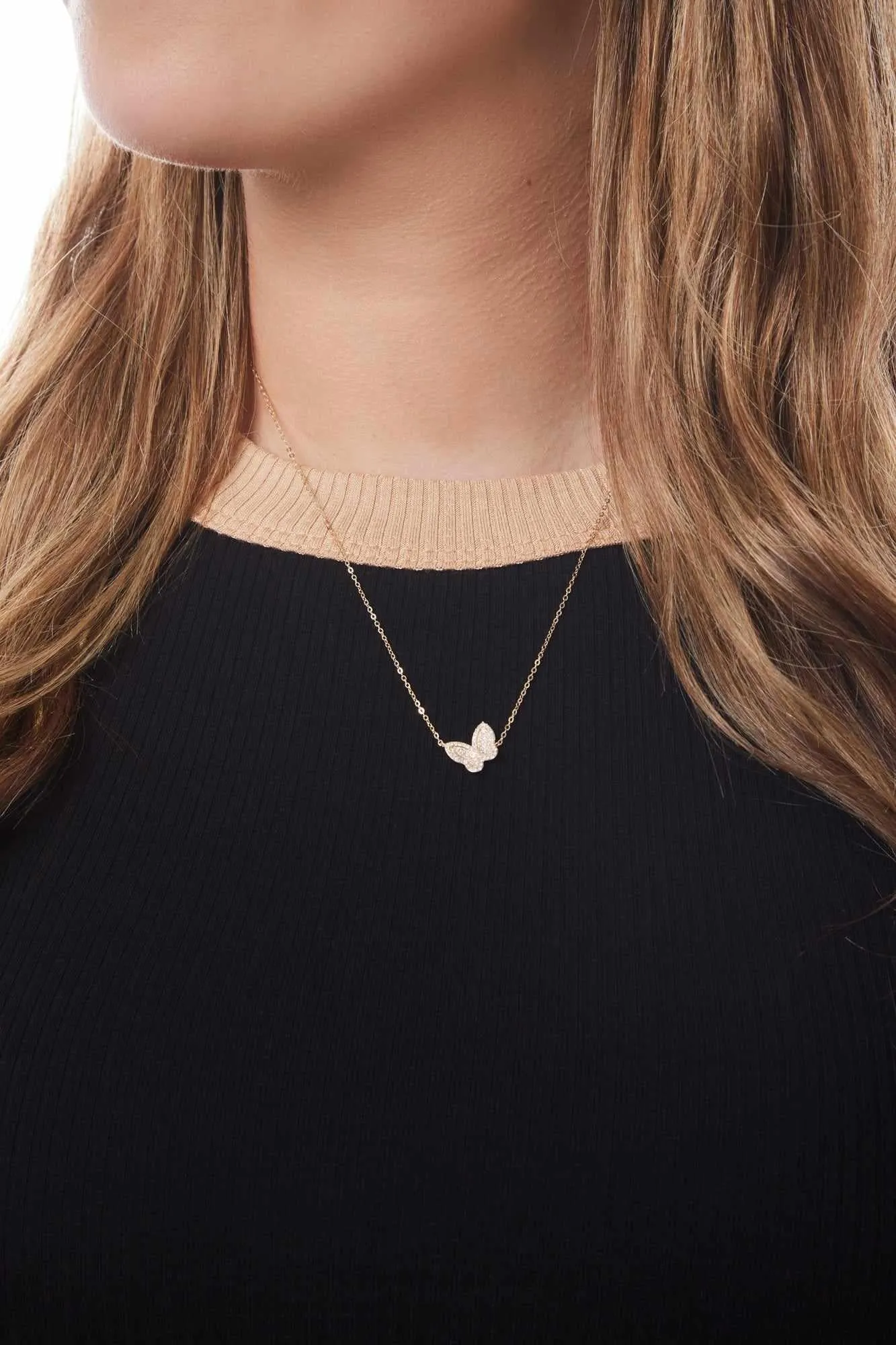 14K Diamond Butterfly Necklace