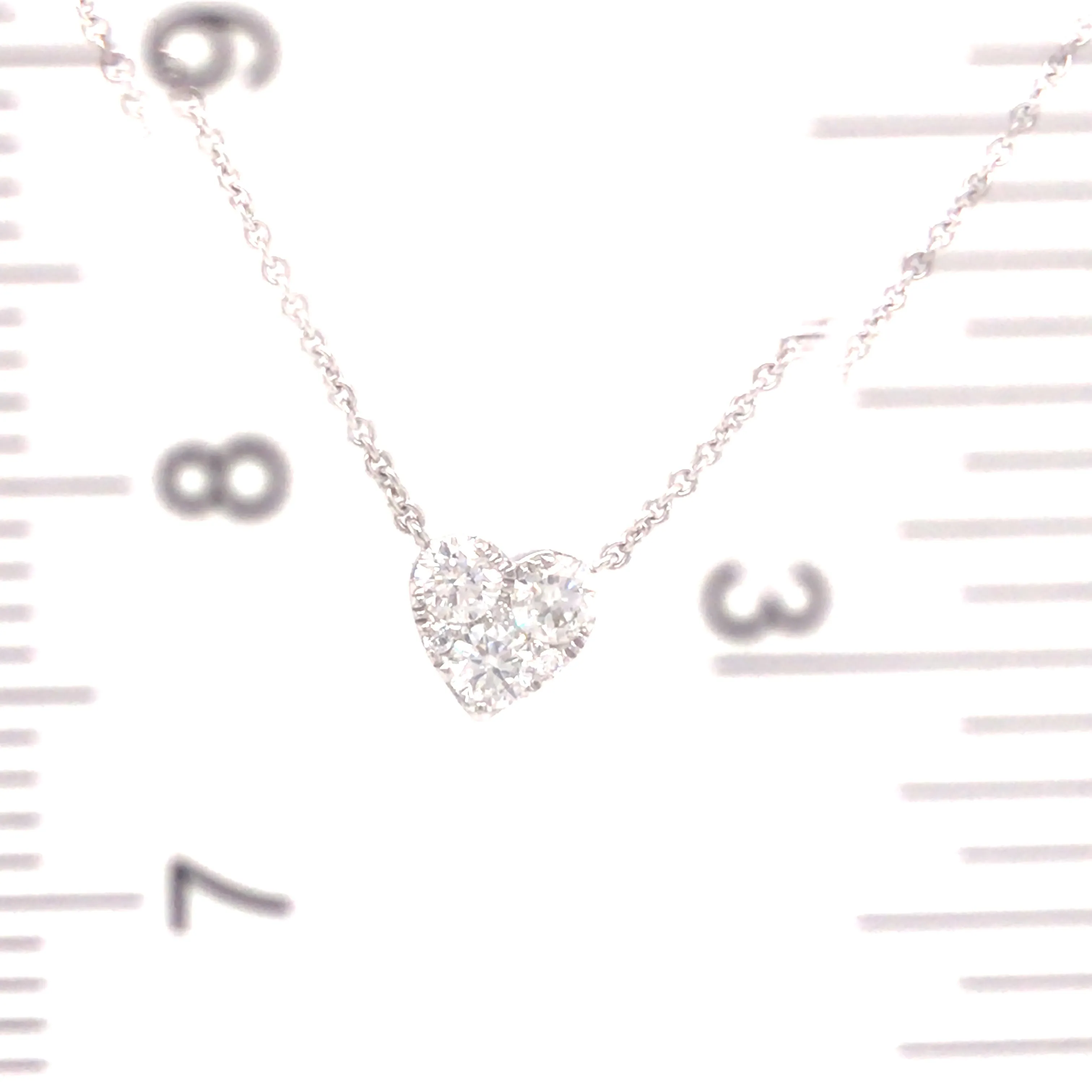 14K Diamond Cluster Heart Pendant White Gold