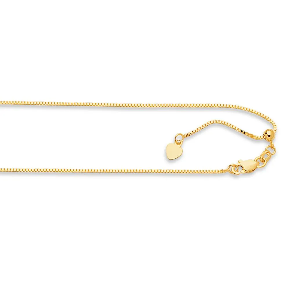 14K Gold 0.85mm Adjustable Box Chain