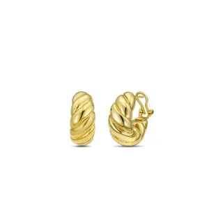 14K Gold Italian Cable Bold Hoops with Omega Back