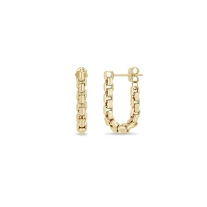 14k Gold Large Box Chain Huggie Earrings