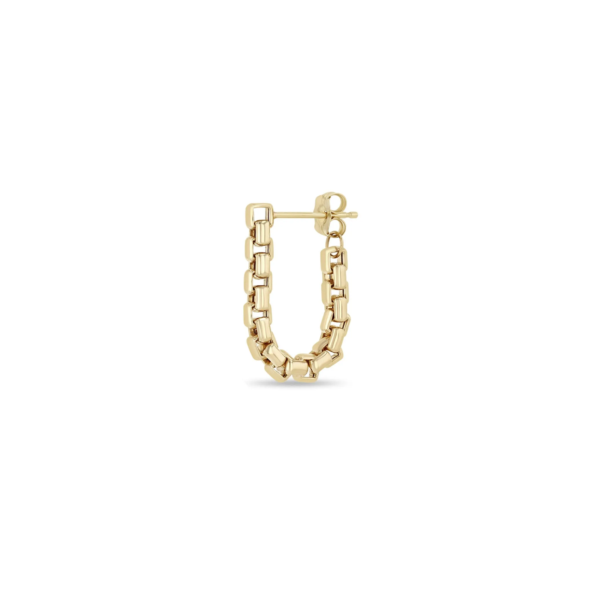 14k Gold Large Box Chain Huggie Earrings