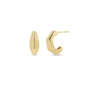 14k Gold Medium Wide Bamboo Hoop Earrings