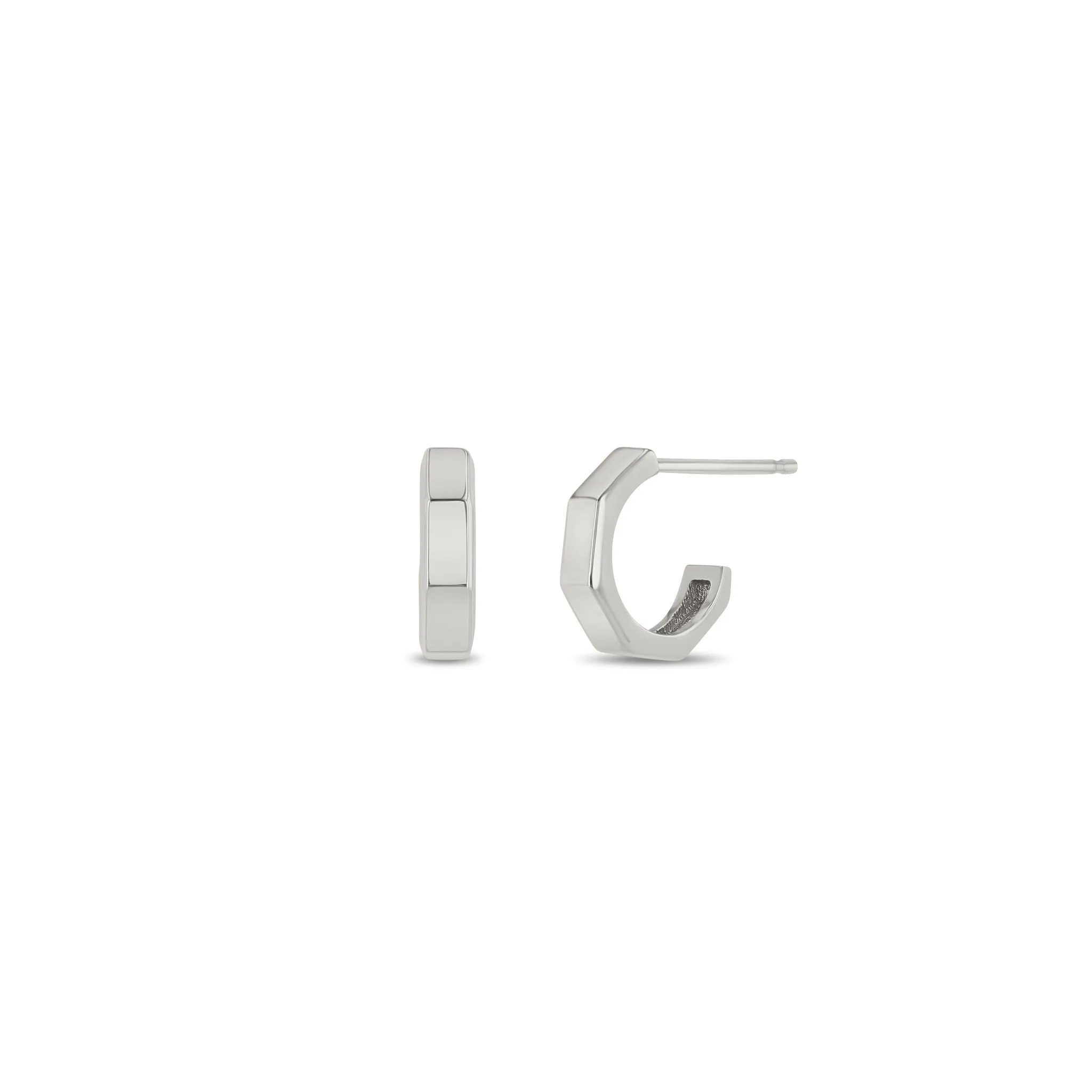 14k Gold Octagon Huggie Hoops