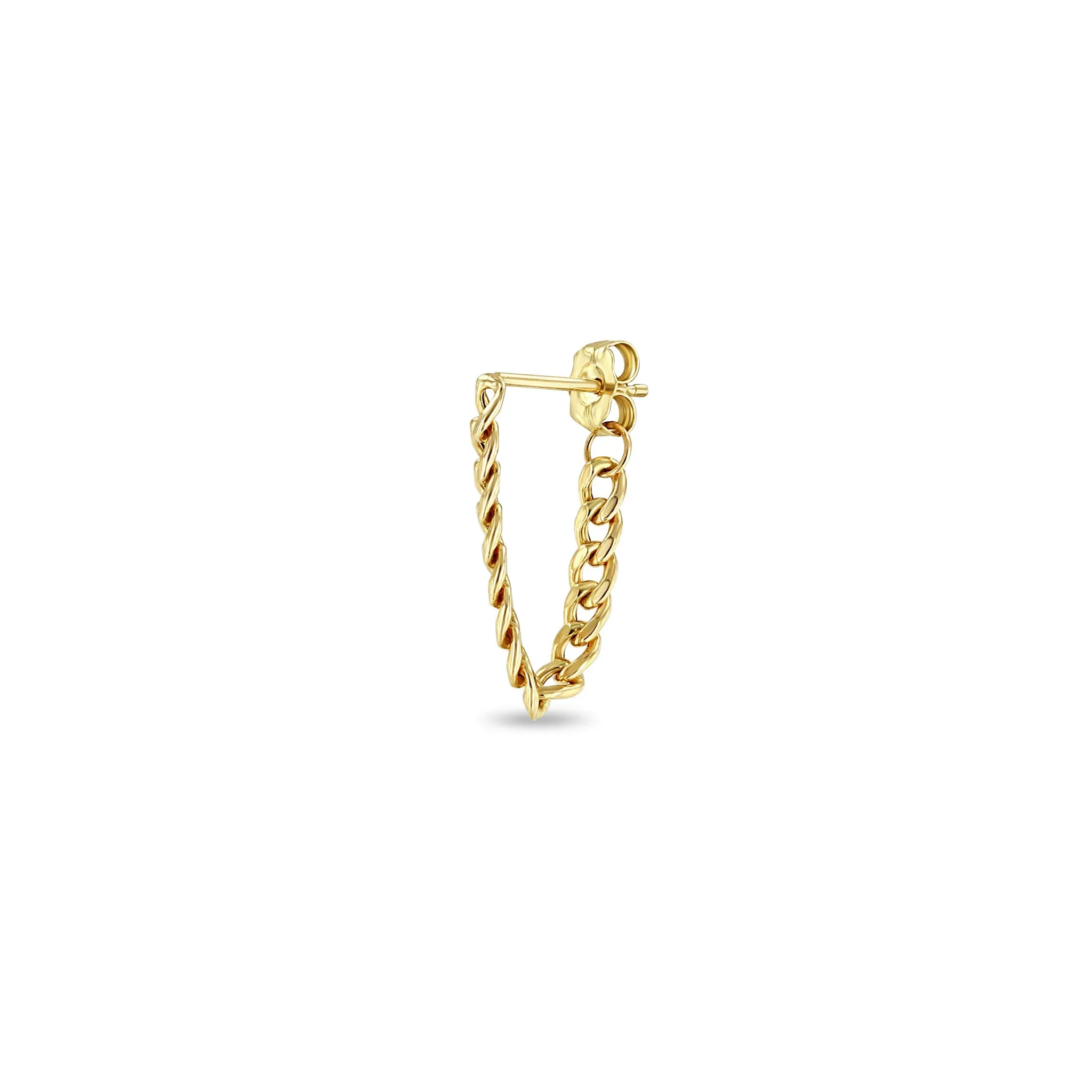 14k Gold Small Curb Chain Huggie Earrings