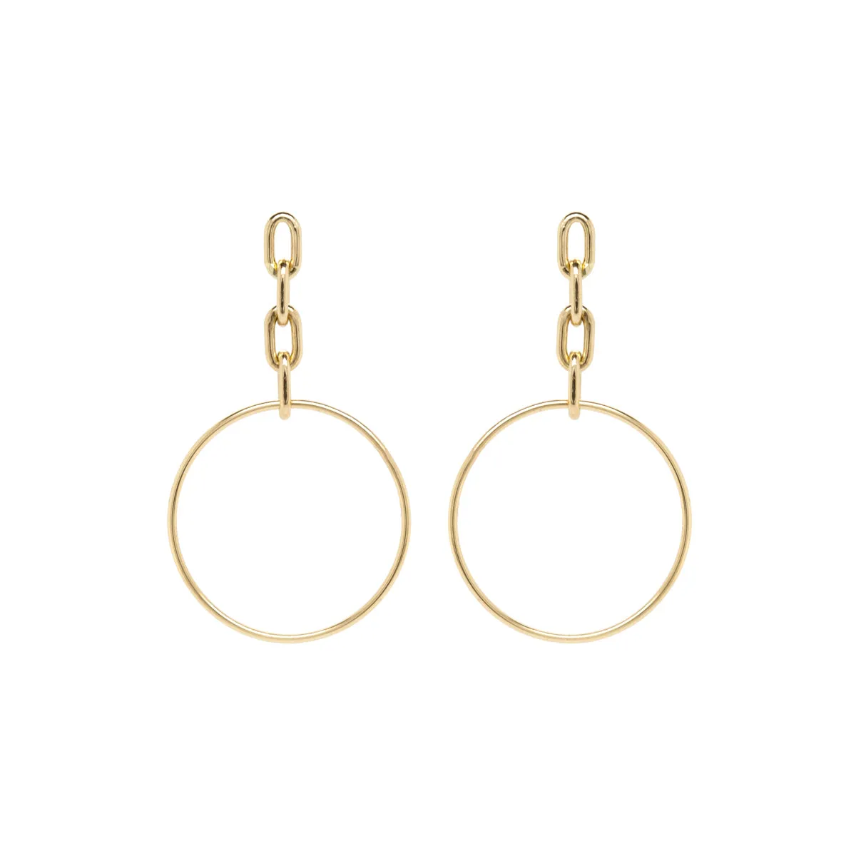 14k Large Square Oval Link Chain Drop Circle Earrings - SALE