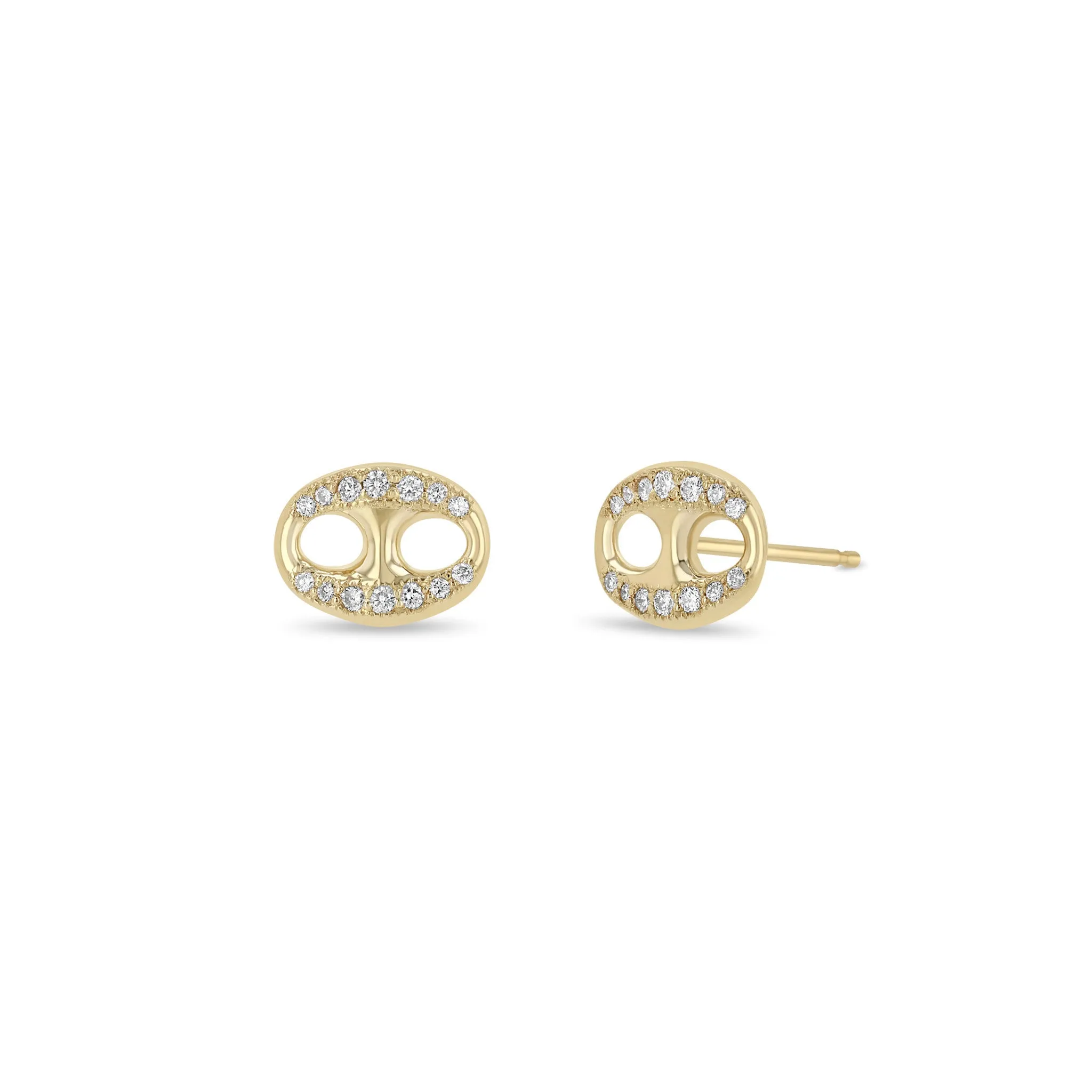 14k Pavé Diamond Large Mariner Link Studs