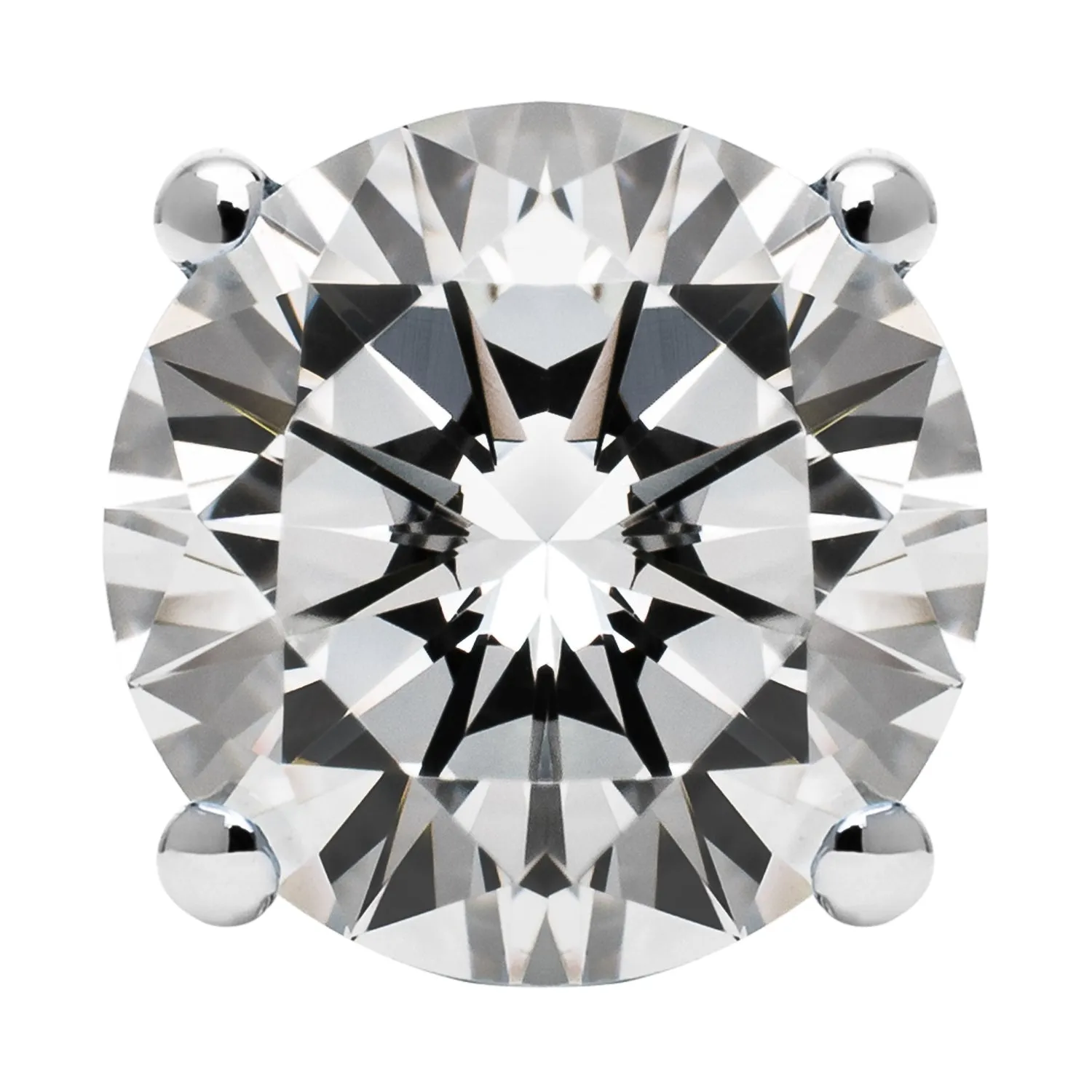 14K Solid White Gold Stud Earrings | Round Cut Cubic Zirconia | Screw Back Posts | 1.5 CTW