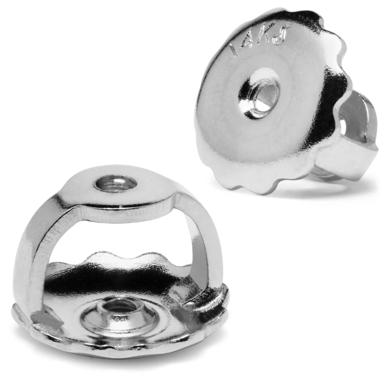 14K Solid White Gold Stud Earrings | Round Cut Cubic Zirconia | Screw Back Posts | 3.34 CTW