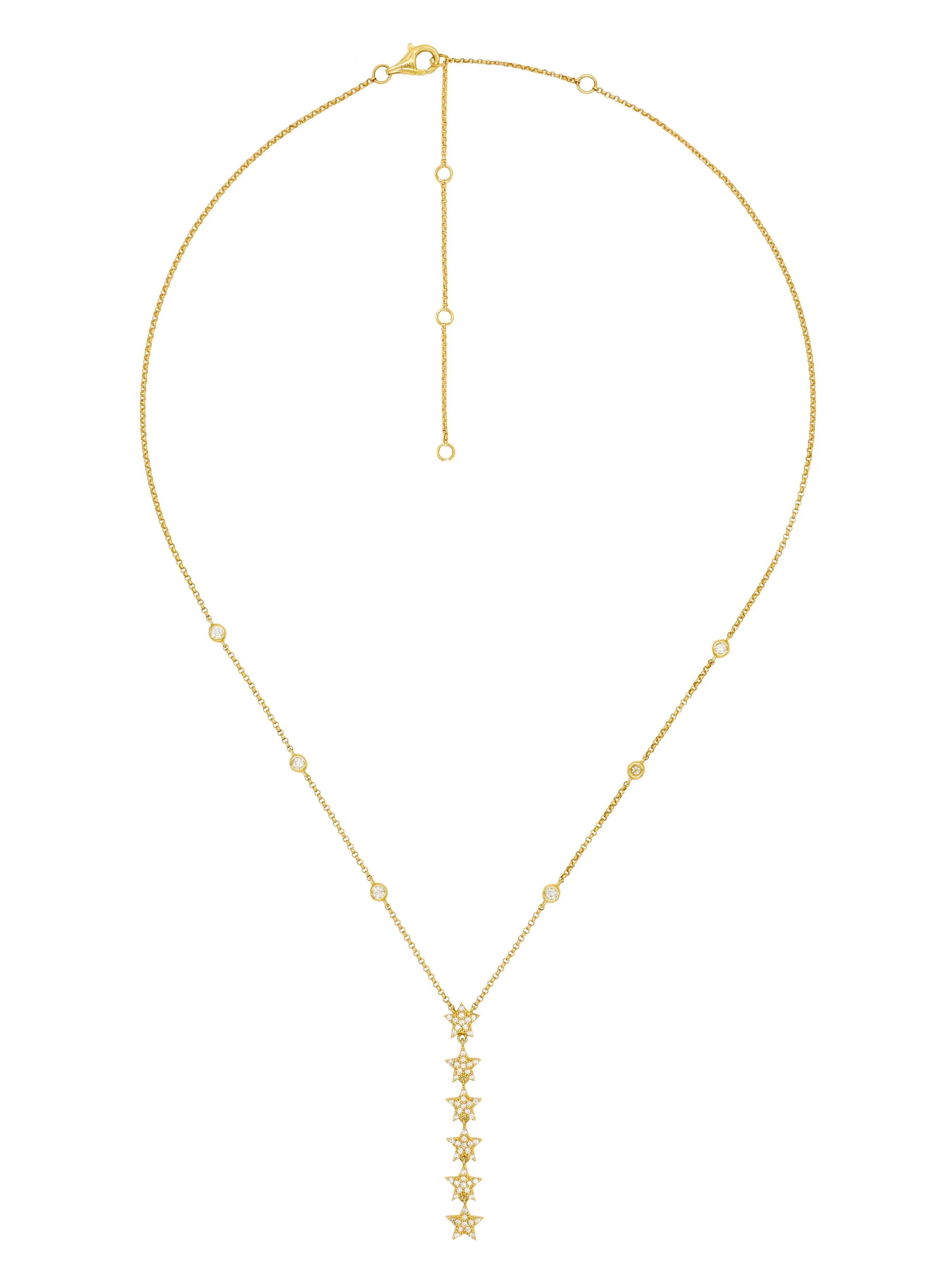 14k Yellow Gold Diamond  Star/Bezel Drop Necklace