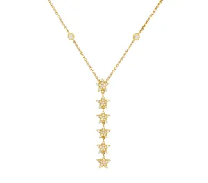14k Yellow Gold Diamond  Star/Bezel Drop Necklace