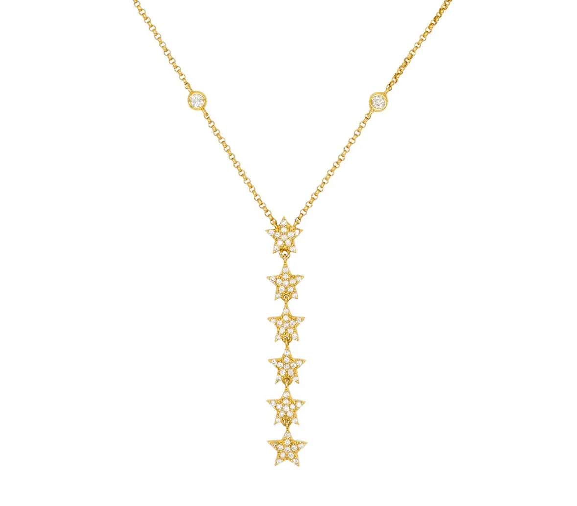 14k Yellow Gold Diamond  Star/Bezel Drop Necklace
