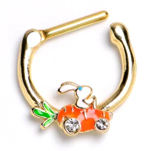 16 Gauge 5/16 Clear Gem Gold Tone Rabbit Carrot Car Cartilage Clicker