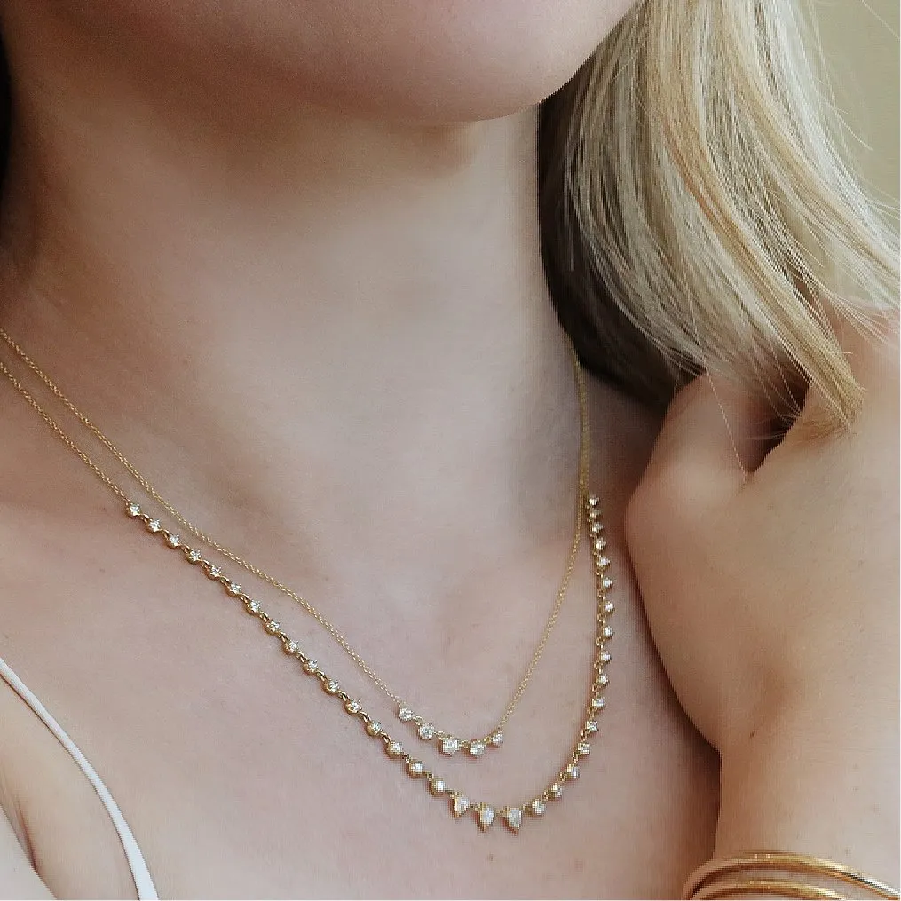 18K Gold "Mini Penelope" Five Graduated Diamond Necklace