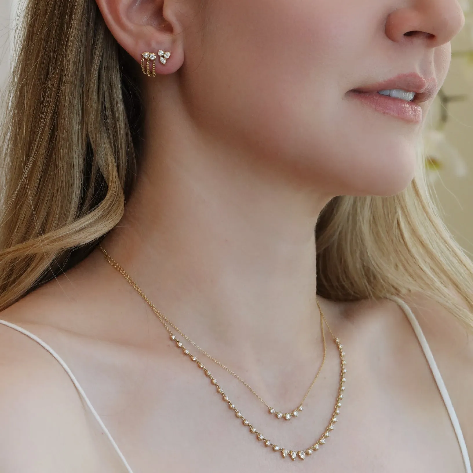 18K Gold "Mini Penelope" Five Graduated Diamond Necklace