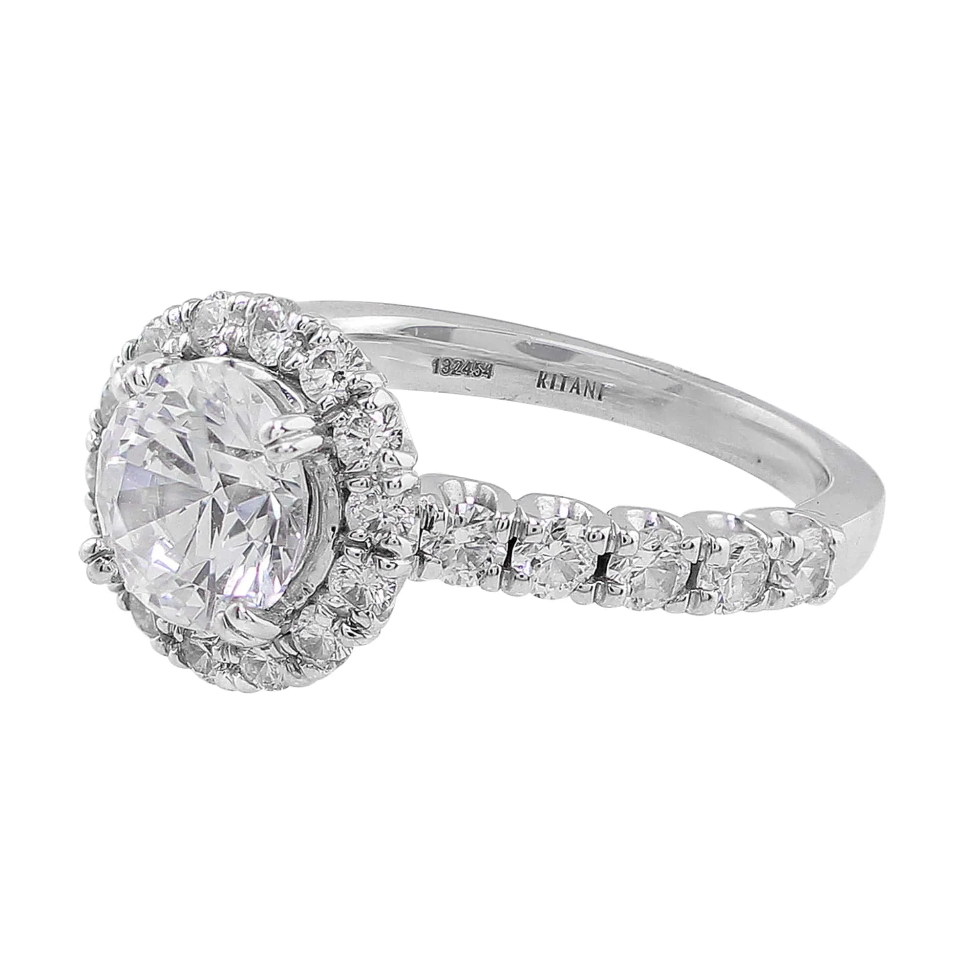 18k White Gold Modern Diamond Halo Setting
