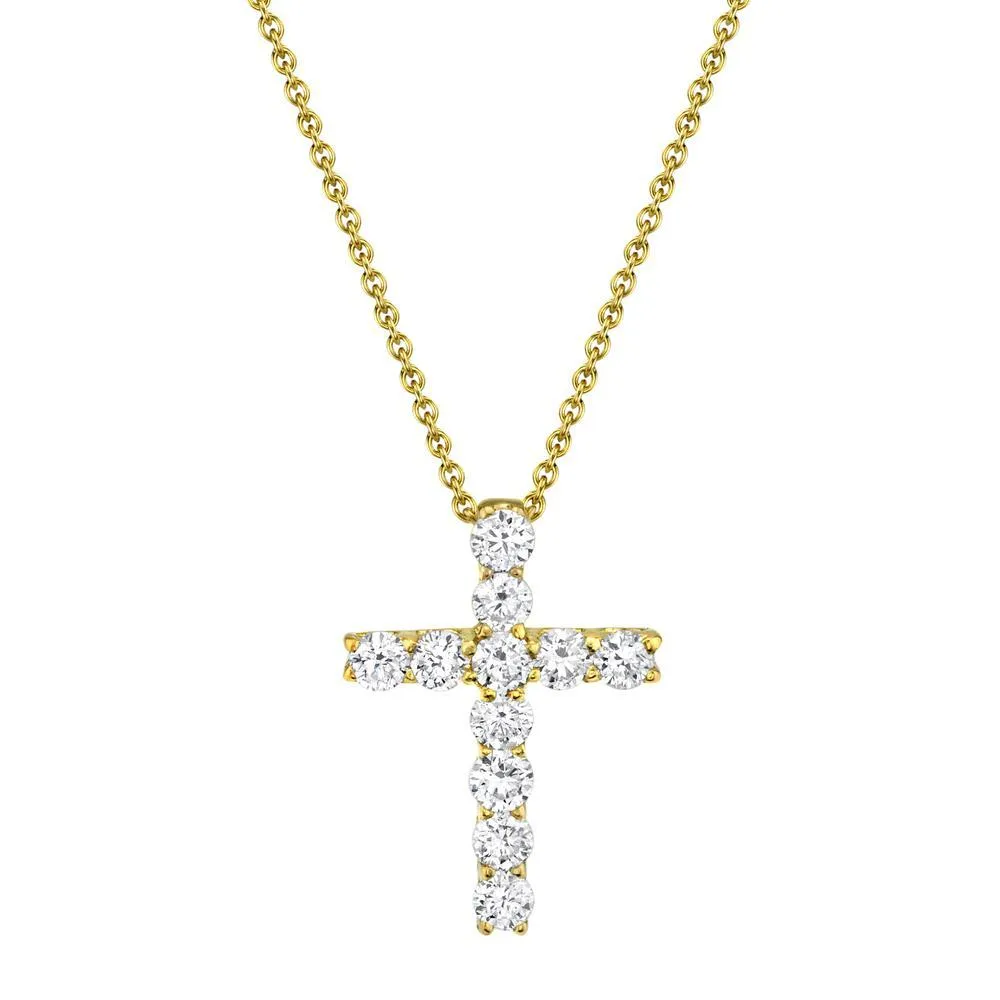 18kt Yellow Gold Diamond Cross Pendant Necklace, 0.32TCW