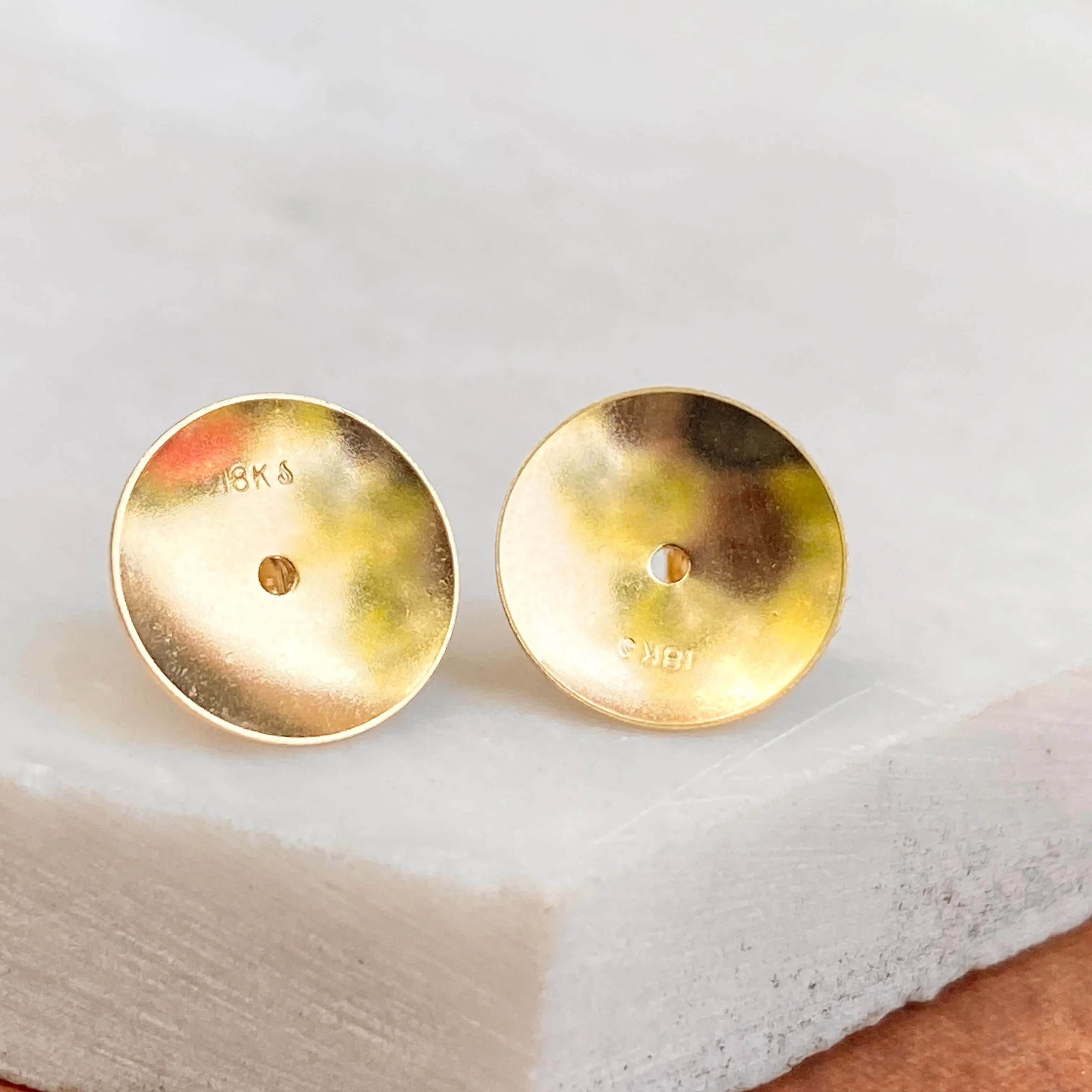 18KT Yellow Gold Tension Jumbo Heavy Tension Earrings Backs 10mm