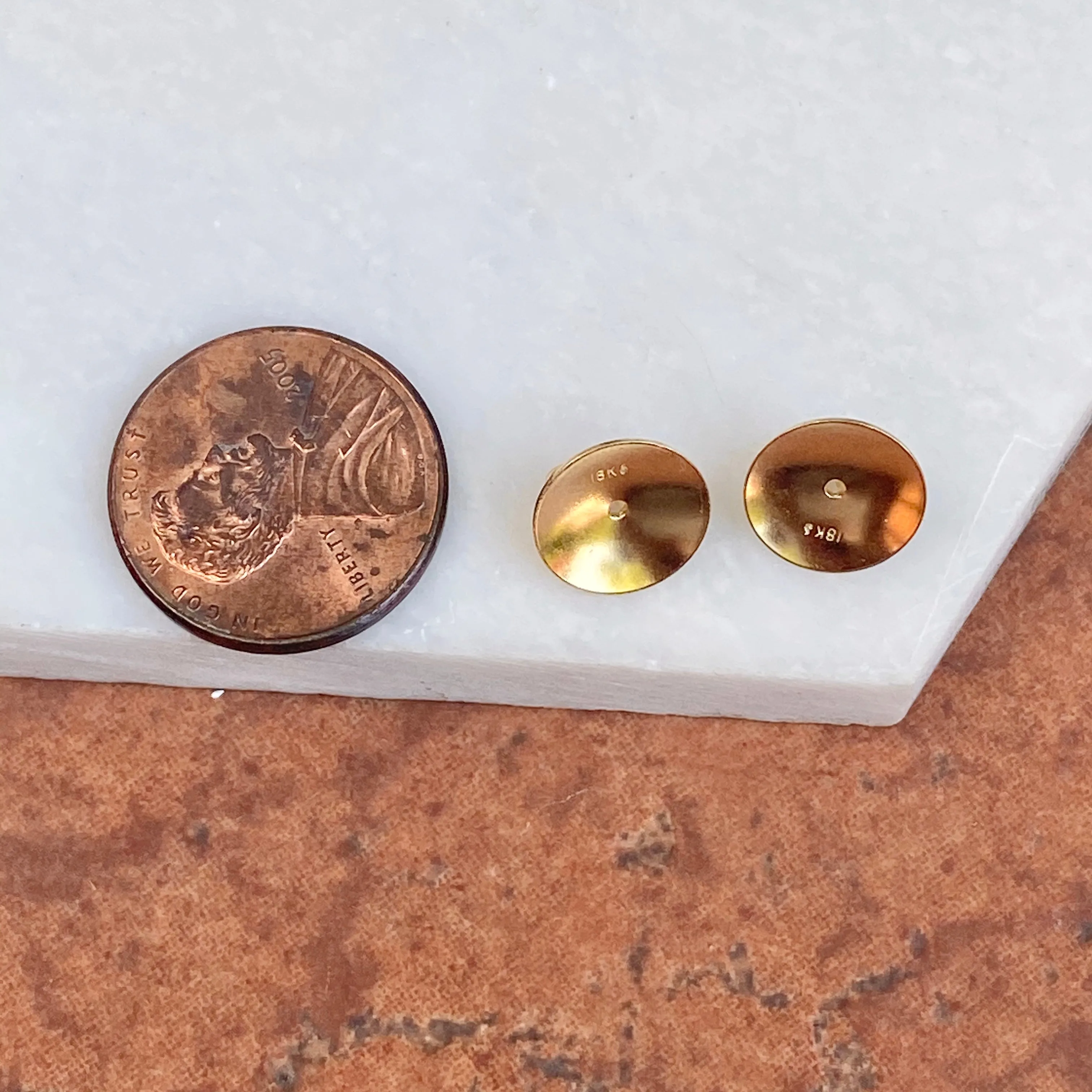 18KT Yellow Gold Tension Jumbo Heavy Tension Earrings Backs 10mm