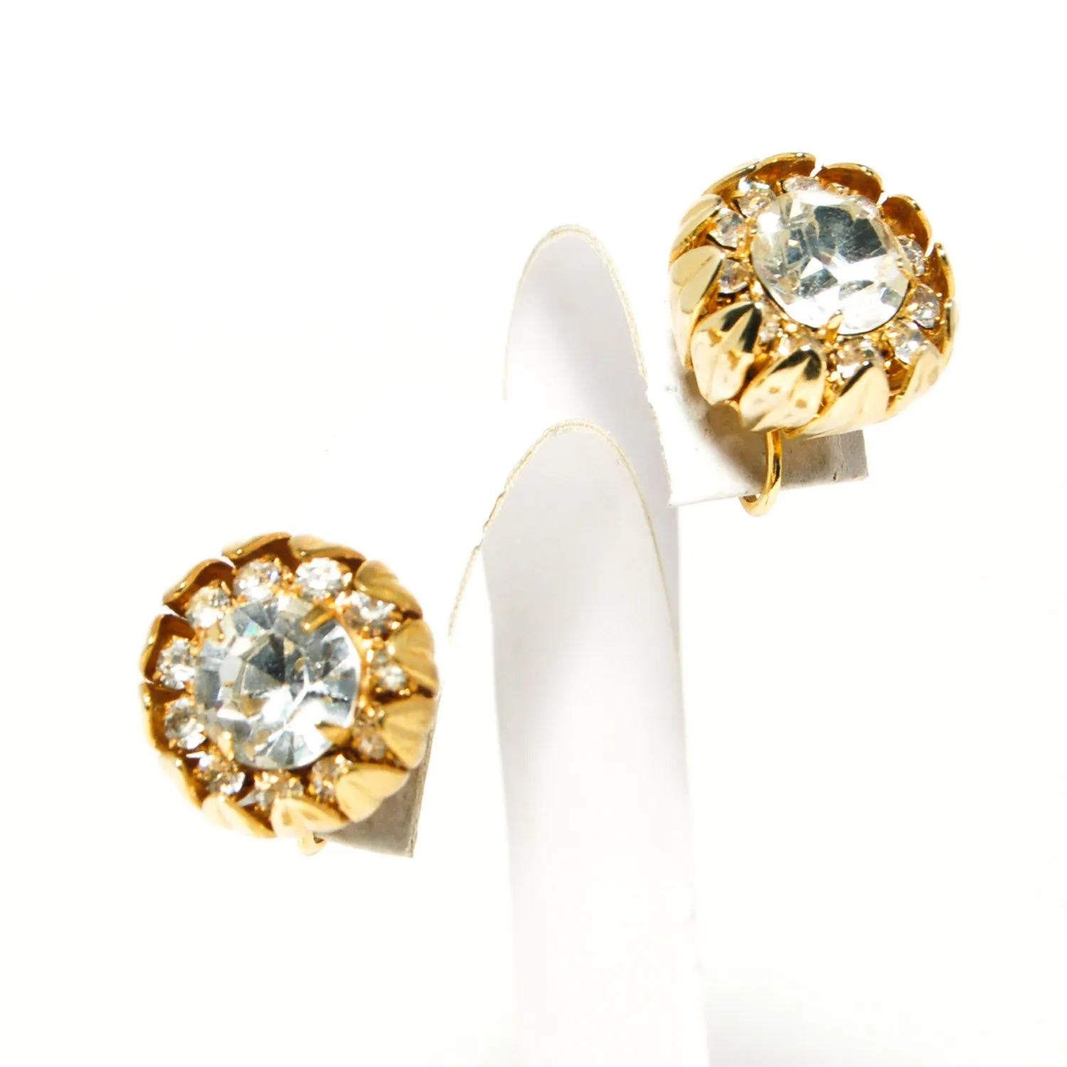 1950s Floral Rhinestone Brooch and Earrings Set by Kramer