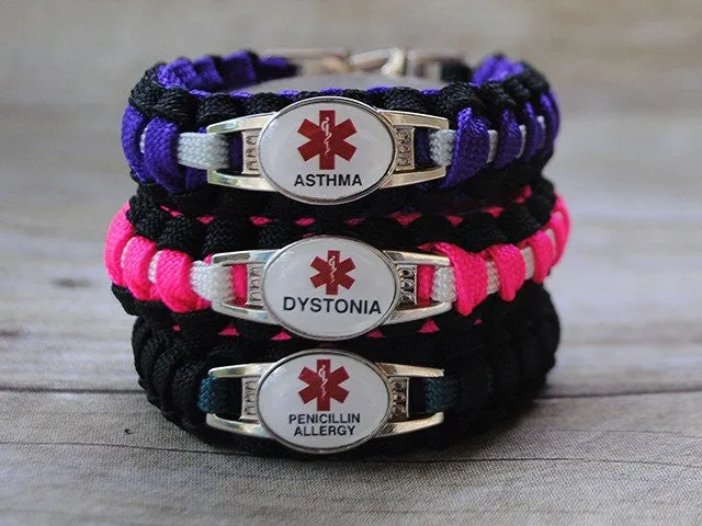 2-Charm Medical ID Paracord Bracelet