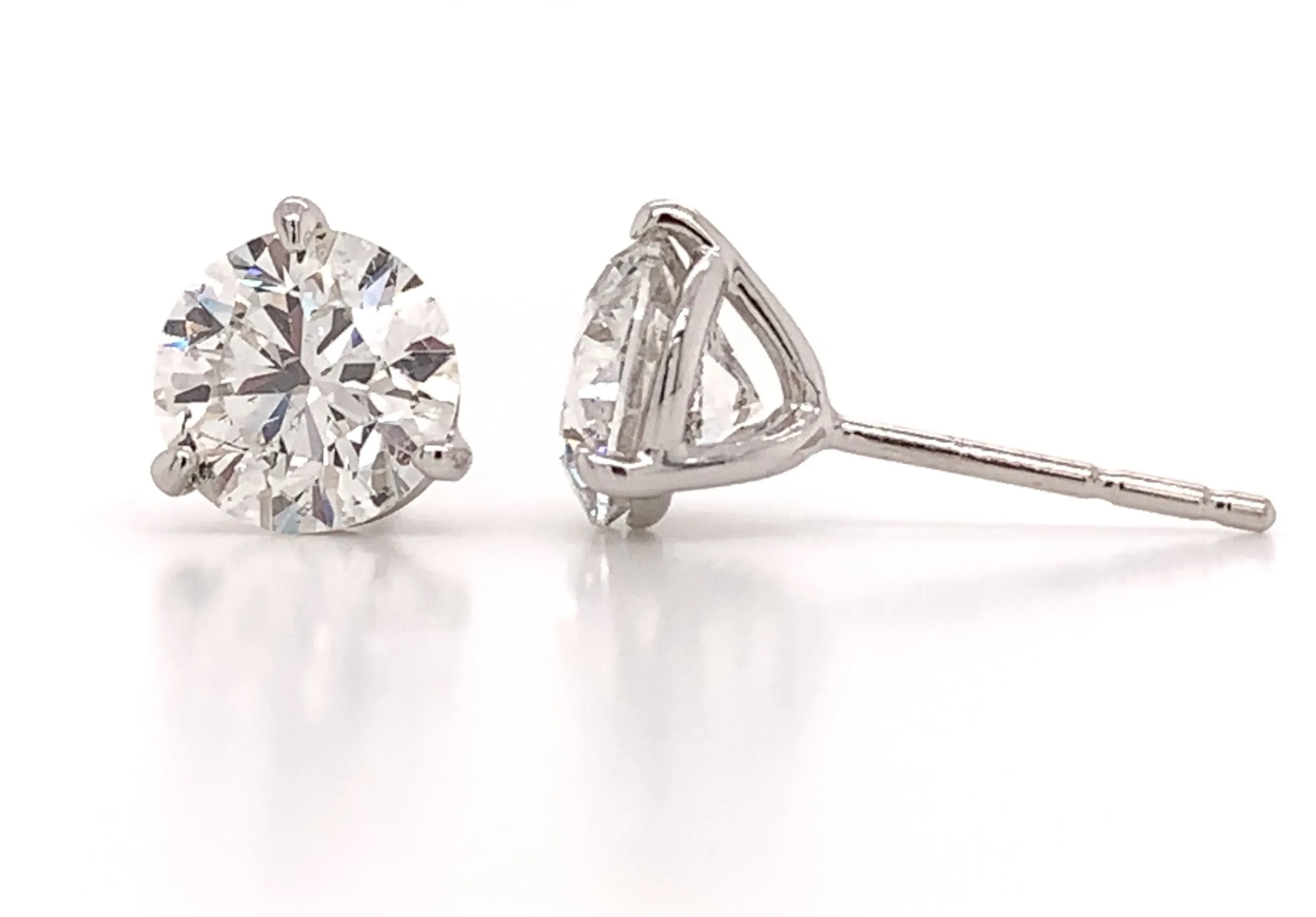 2.02ctw GIA Certified Diamond Studs 3 Prong Setting