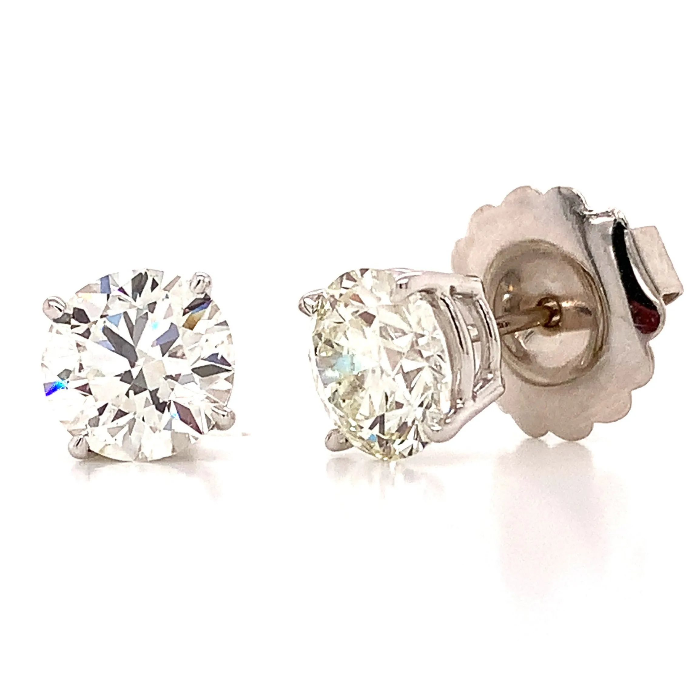 2.61ctw GIA Certified Diamond Studs 4 Prong Setting