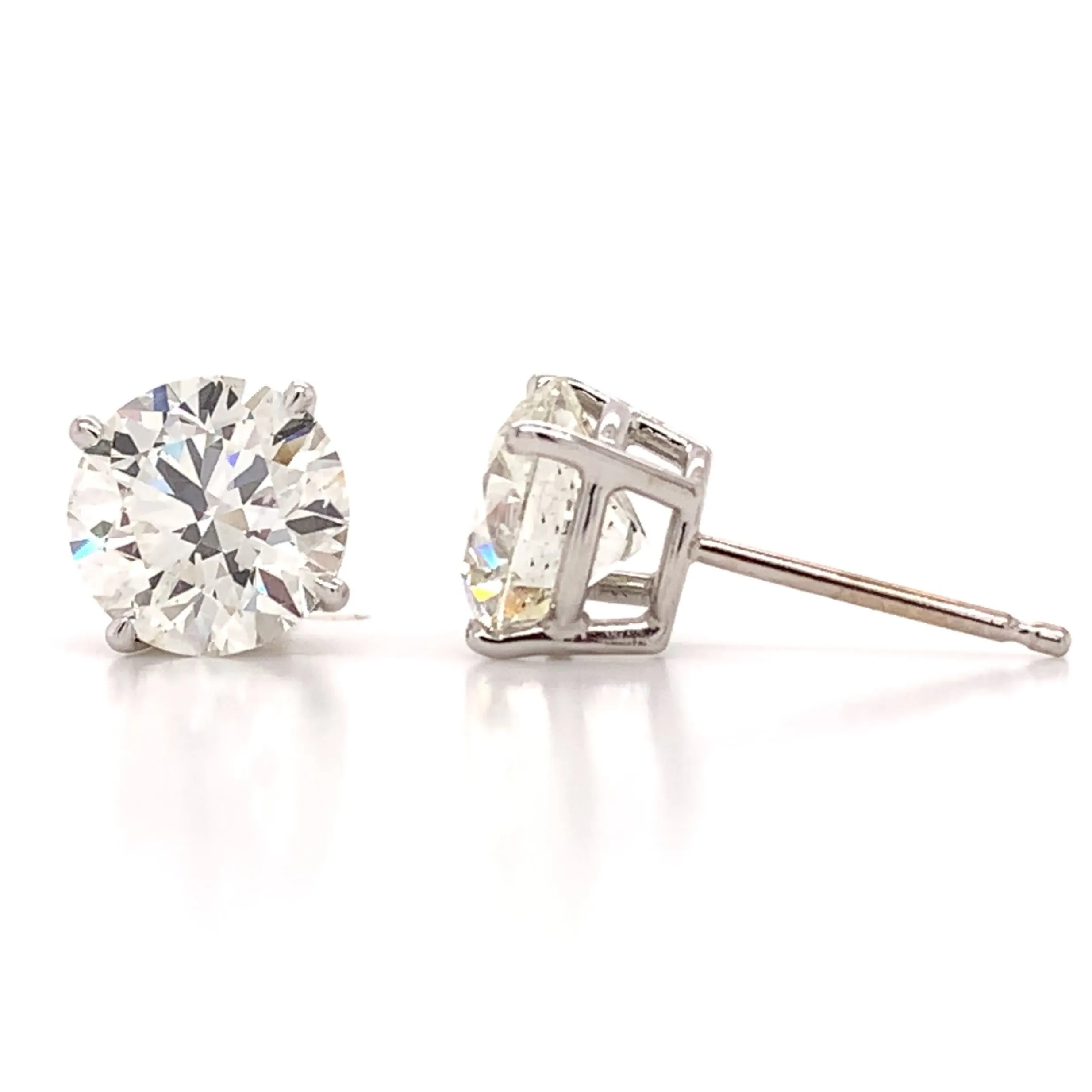 2.61ctw GIA Certified Diamond Studs 4 Prong Setting