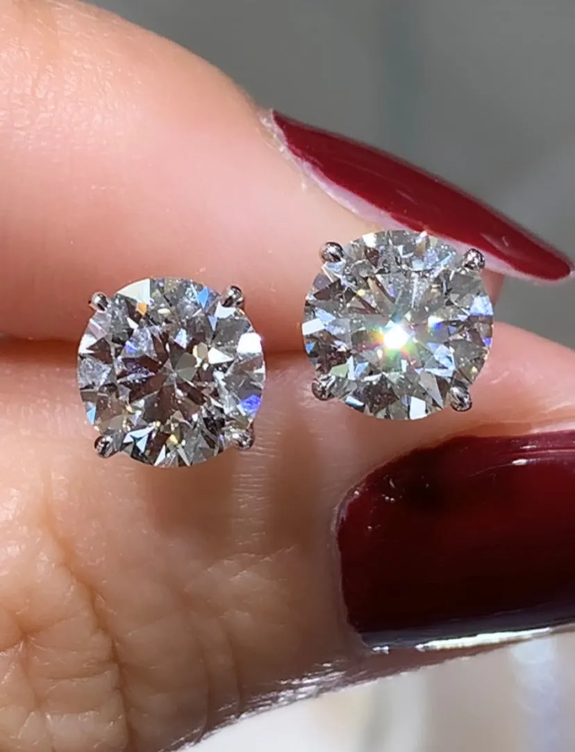 2.61ctw GIA Certified Diamond Studs 4 Prong Setting