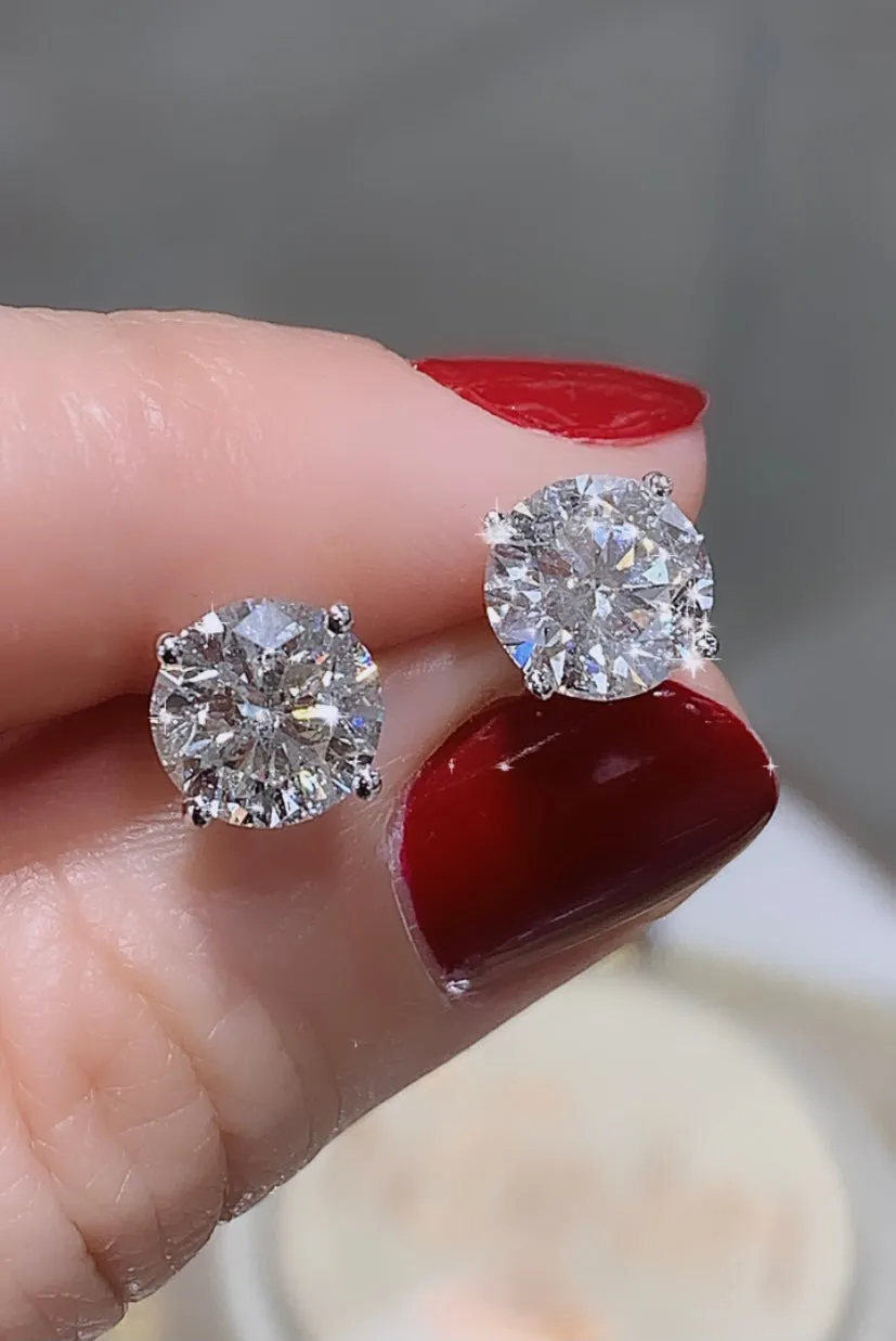 3.40ctw Diamond Studs 4 Prong Martini Setting