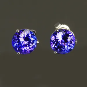 4.10 Ct. Round Tanzanite Stud Earrings