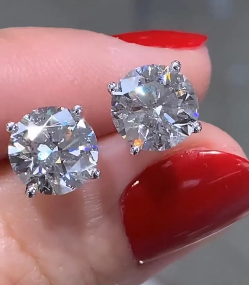 4.14ctw EGL USA  Certified Diamond Studs 4 Prong Martini Setting