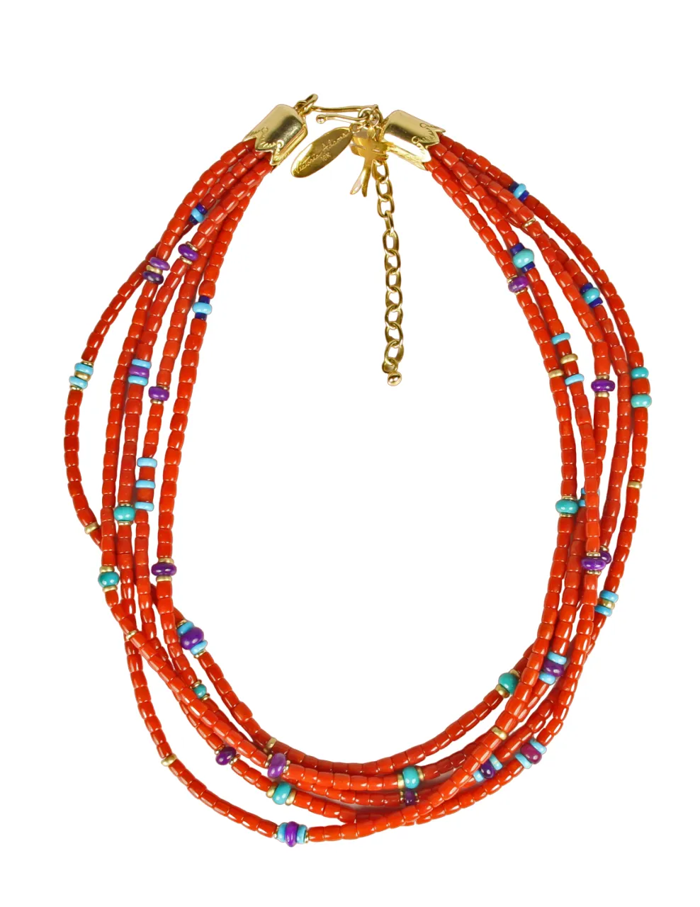 5 Strand Mediterranean Coral Necklace