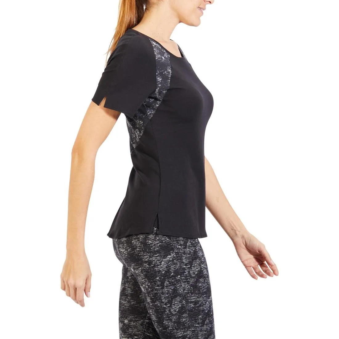 520 Women's Short-Sleeved Gym & Pilates T-Shirt - Black