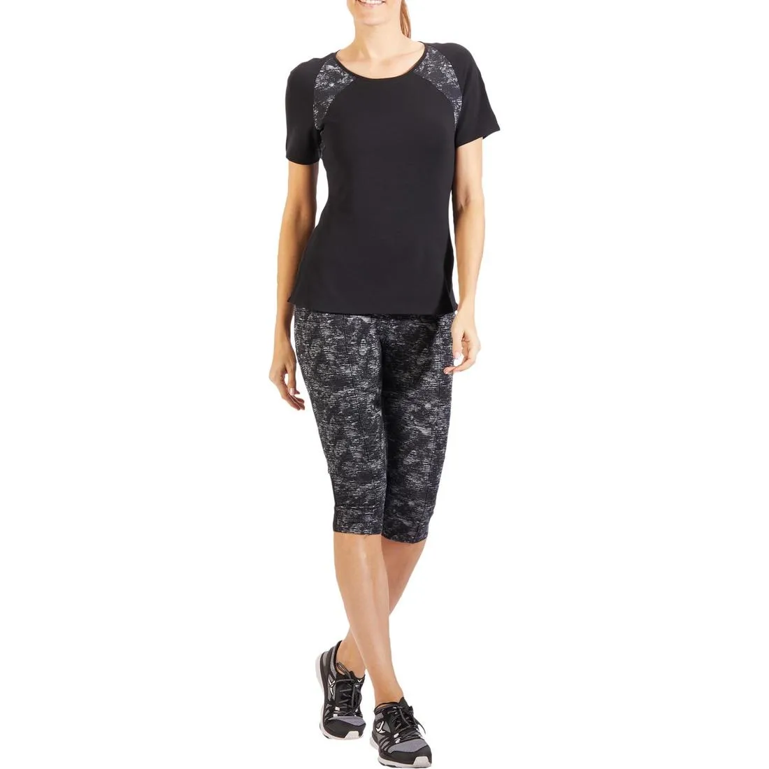520 Women's Short-Sleeved Gym & Pilates T-Shirt - Black