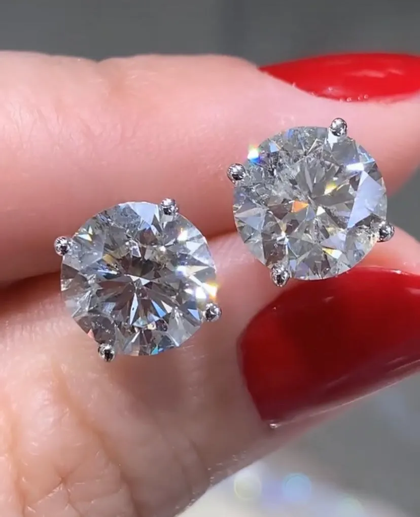 5.52ctw EGL / IGI Certified Diamond Studs 4 Prong Martini Setting