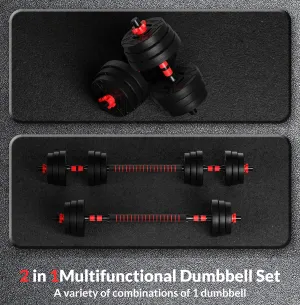 60LB 2-In-1 Dumbbell & Barbell Set: Portable design with adjustable weights perfect for home workouts, strength training