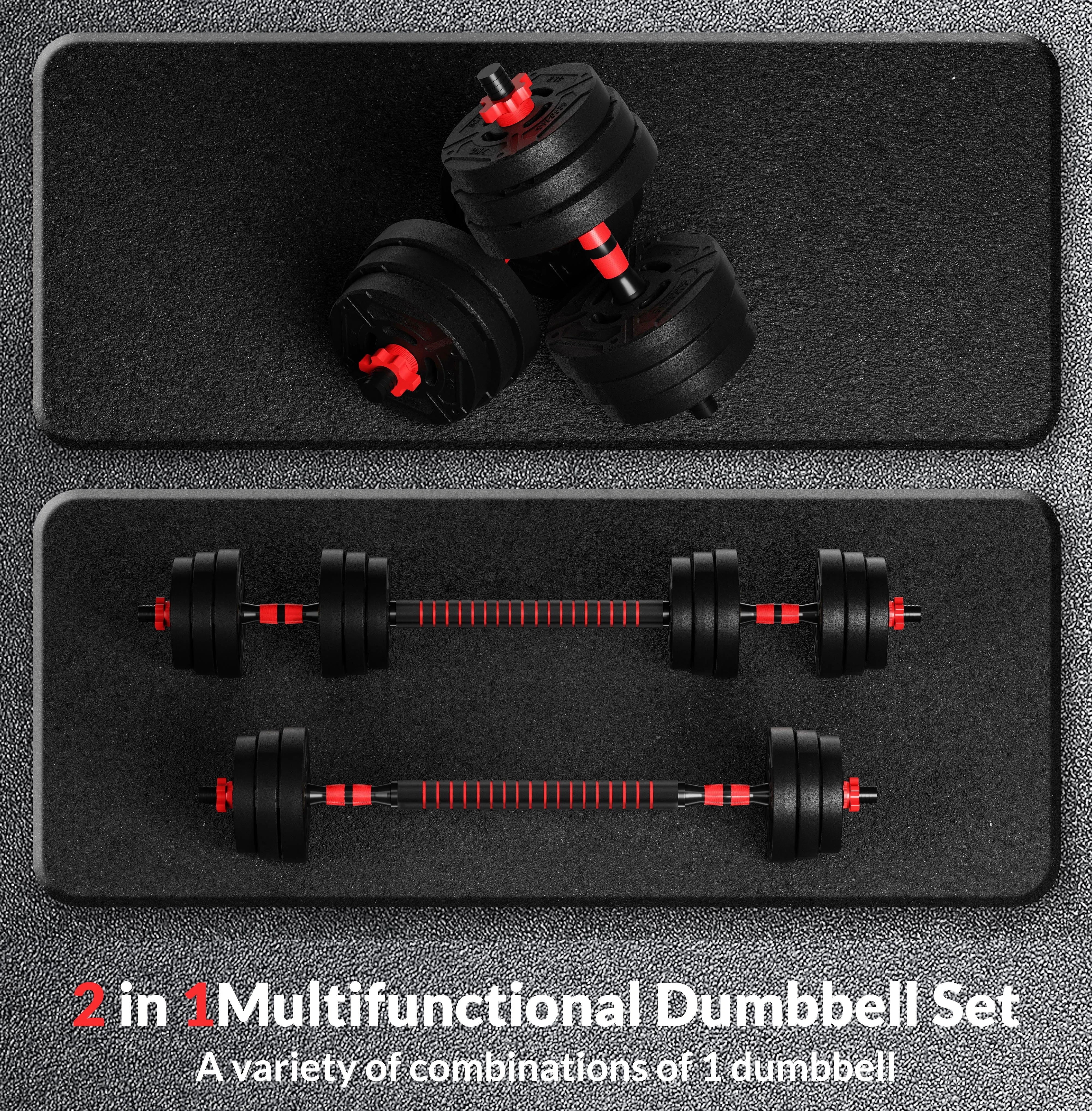60LB 2-In-1 Dumbbell & Barbell Set: Portable design with adjustable weights perfect for home workouts, strength training