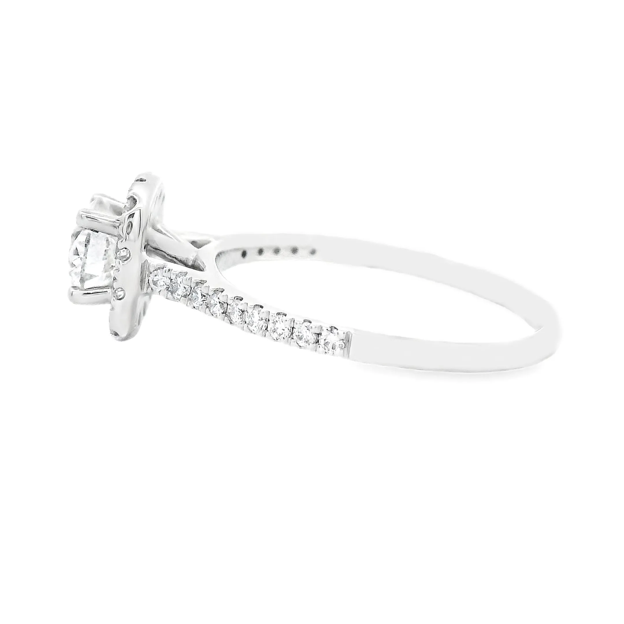 .75ct Brilliant Cut 14k White Gold Halo Engagement Ring