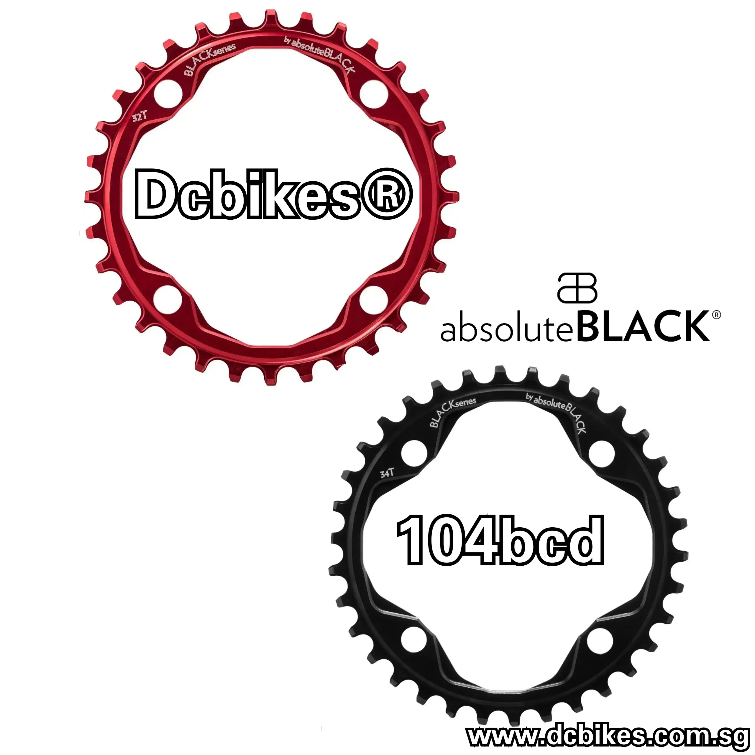 Absoluteblack 32T/34T Round Narrow Wide Single 104BCD Chain Ring