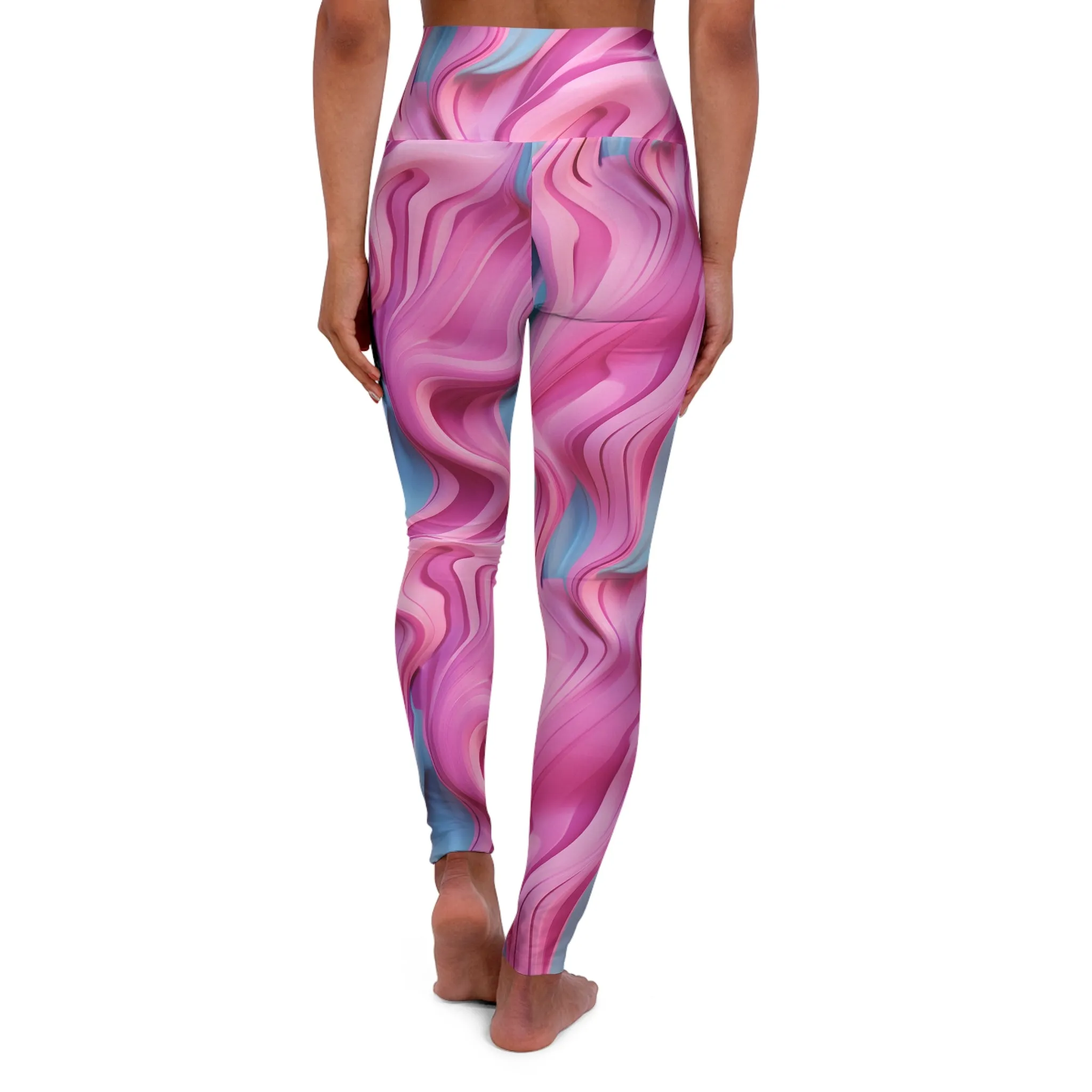 Abstract Wave High Waisted Yoga Leggings - Stylish Activewear for Yoga & Fitness