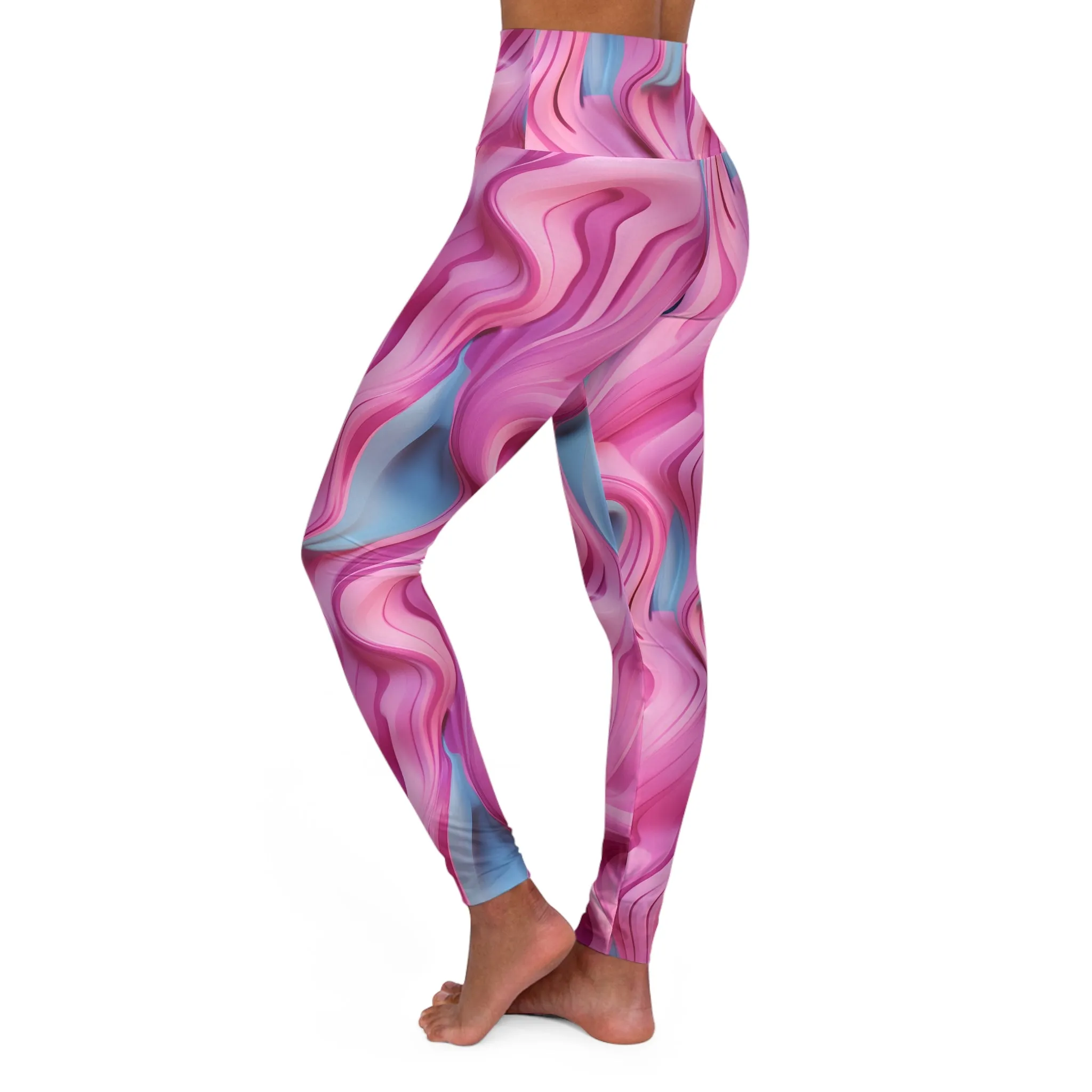 Abstract Wave High Waisted Yoga Leggings - Stylish Activewear for Yoga & Fitness