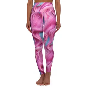 Abstract Wave High Waisted Yoga Leggings - Stylish Activewear for Yoga & Fitness