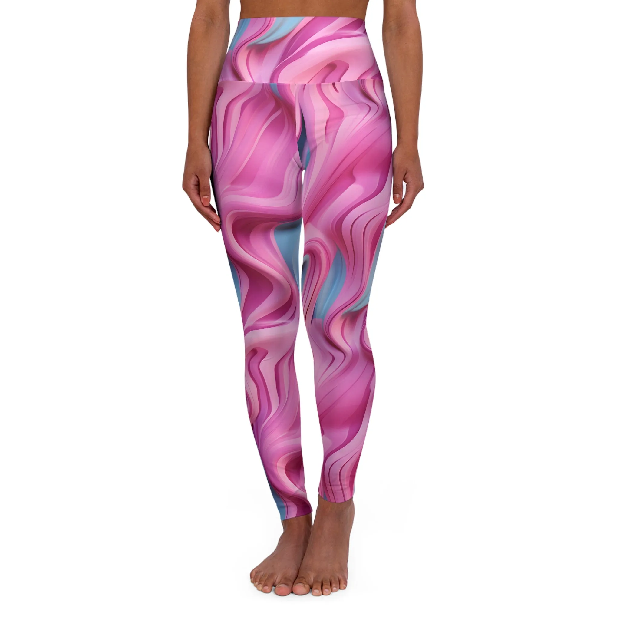 Abstract Wave High Waisted Yoga Leggings - Stylish Activewear for Yoga & Fitness