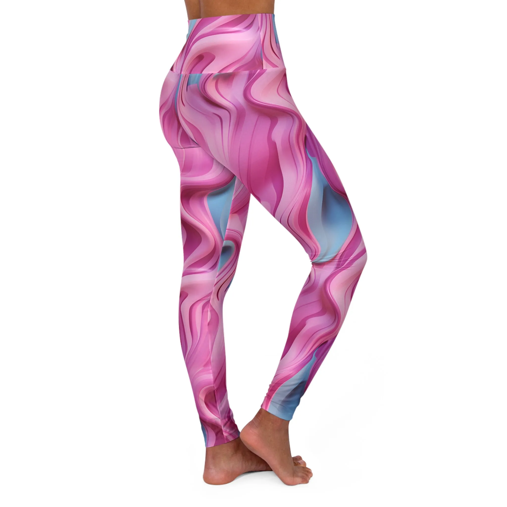 Abstract Wave High Waisted Yoga Leggings - Stylish Activewear for Yoga & Fitness