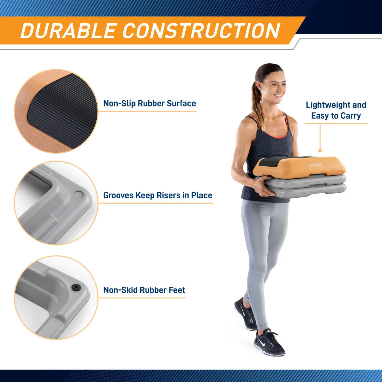 Adjustable Aerobic Step Platform with 2 Risers in multiple Colors - Circuit Fitness