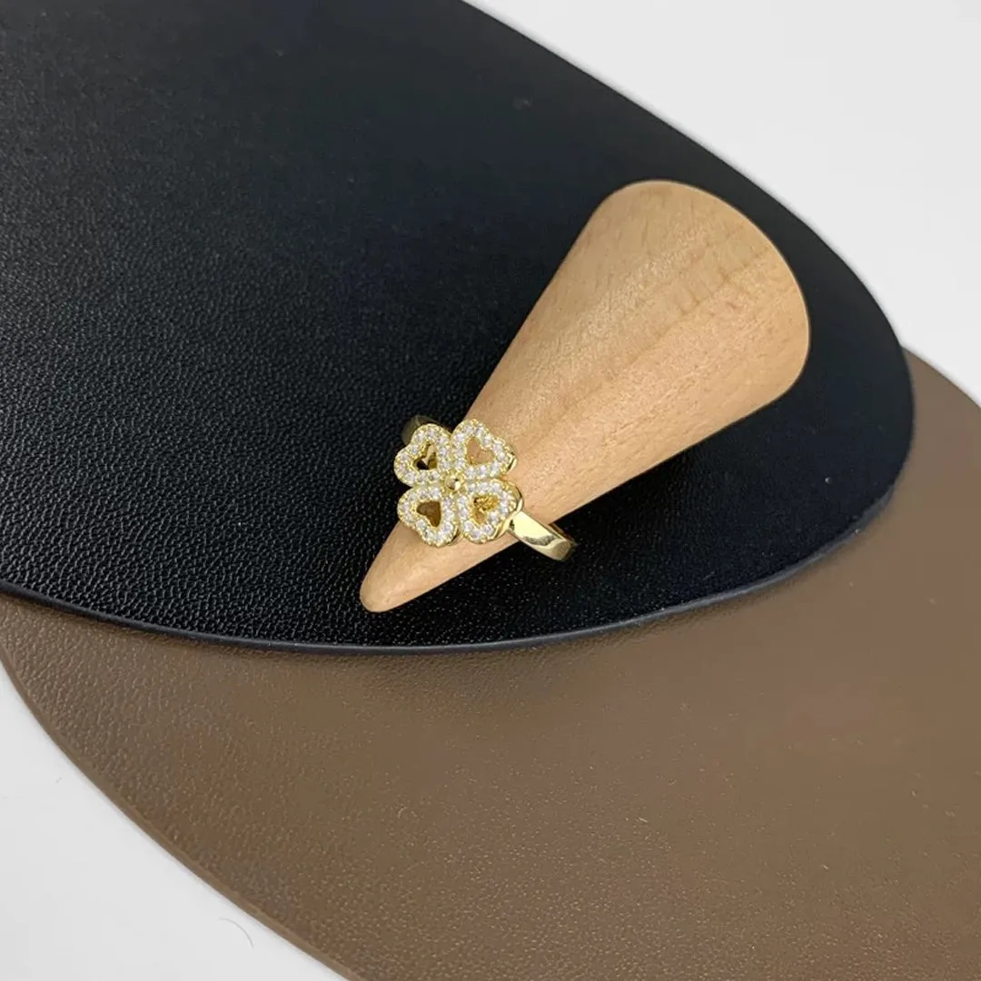 Adjustable Four Leaf Clover Rotating Ring