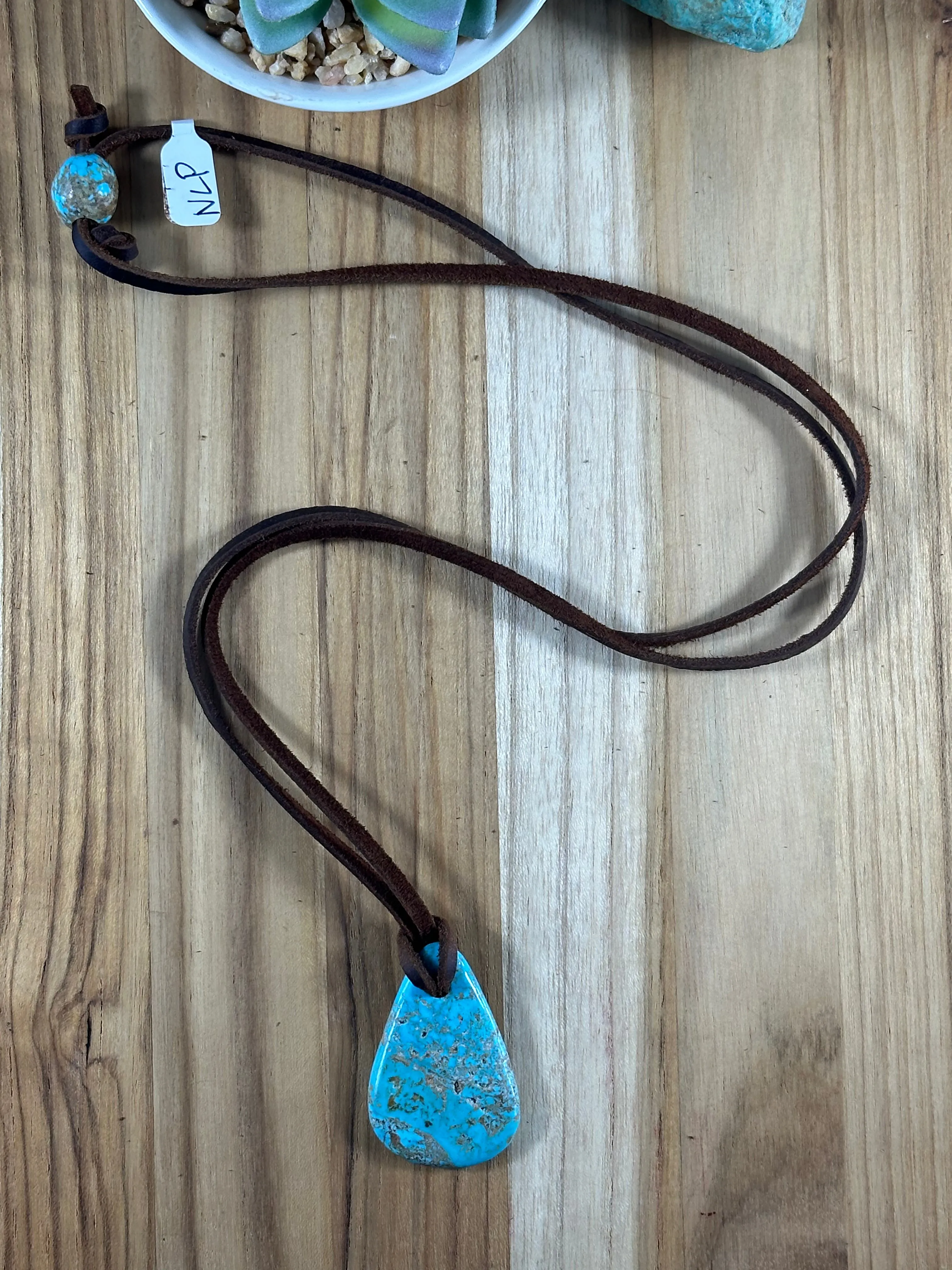 Adjustable Kingman Leather Necklace